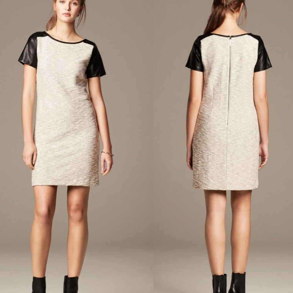 Banana Republic Dress with Faux Leather Sleeves